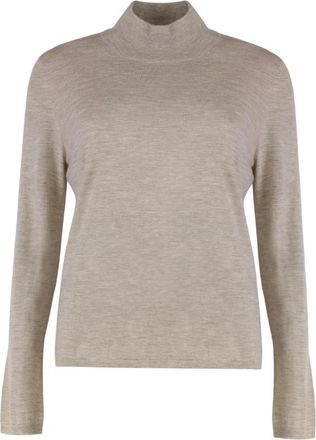 Max Mara Fijngebreide trui met opstaande kraag - Dames - Coltruien - Beige - S - Truien & Vesten
