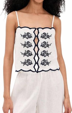 Cami NYC Nazare Embroidered Linen Camisole In Macadamia