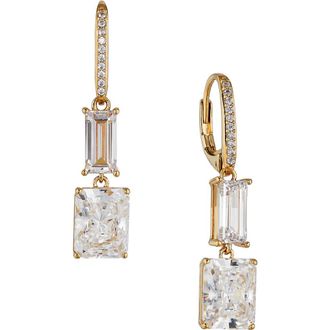 Nadri Double Drop Cubic Zirconia Earrings in Gold at Nordstrom
