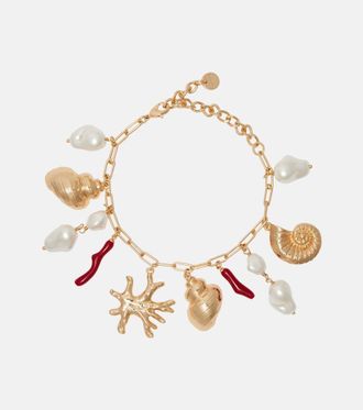 Self Portrait Faux pearl-embellished charm bracelet