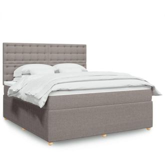 vidaXL Cama Box Spring Con Colch&oacute;n Tela Gris Taupe 180x200 Cm