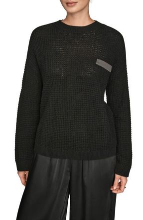 DKNY Waffle Stitch Wool & Cashmere Sweater in Black/Silver at Nordstrom, Size X-Small