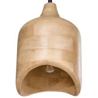 Beliani L&aacute;mpara Colgante Boho Moderna Forma Redonda Madera De Mango Marr&oacute;n Claro Pandu