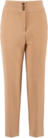 Nenette Elegante Carrot Fit Polyester Broek - Dames - Slim Fit Broeken - Beige - S - Polyester - Broeken