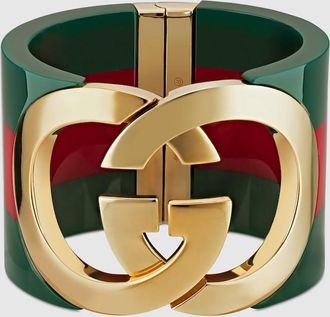 Gucci Interlocking Cuff Bracelet, Gold-toned metal, Gold-toned metal
