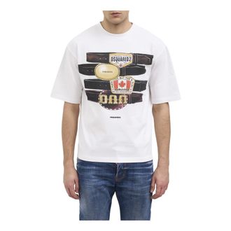 Dsquared2 T-Shirts, male, White, Size: M Iconique Loose Fit T-shirt