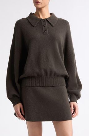 Lisa Yang Etta Cashmere Polo Sweater in Dark Fern at Nordstrom, Size 2