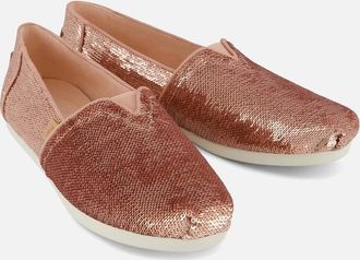 Toms Womens TOMS Alpargata Sequins Textile Womens Rose Espadrilles - Pink - Size: 4