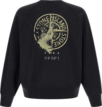 Stone Island Logo-Embroidered Cotton Sweatshirt - Black