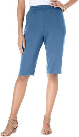 Roaman's Plus Size Soft Knit Pull On Bermuda Short in Dusty Indigo at Nordstrom, Size Medium
