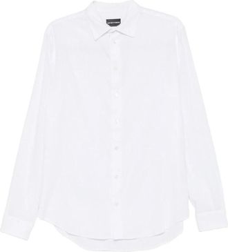 Emporio Armani Lange Mouwen Dress Shirt - Heren - Casual Overhemden - Wit - 2XL - Overhemden