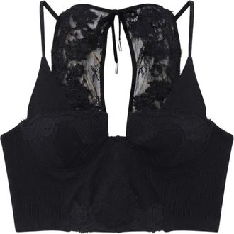 Ermanno Scervino Cropped kanten top - Dames - Tops zonder mouwen - Zwart - M - Tops