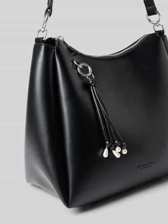 Seidenfelt Manufaktur Handtasche mit Anh&auml;nger Modell SANDVE MIDI HOBO in Black, Gr&ouml;&szlig;e 1