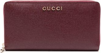 Gucci logo-lettering wallet - women - Calf Leather - One Size - Red