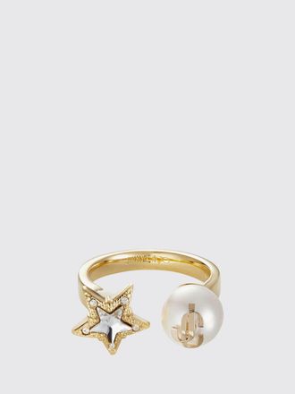 Jimmy Choo London JC Star Ring in Gold-Tone Metal with Pearls and Crystals