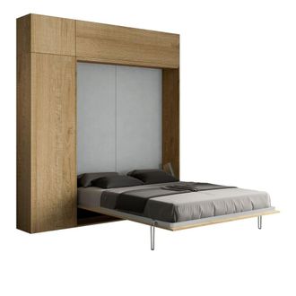 Itamoby Cama abatible 160 vertical con mueble efecto madeira roble natural
