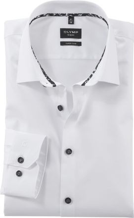 Olymp Mens Long-Sleeved Shirt No. Six, Satin, No 6 Six, 21 New York Kent-2, White 00, 18