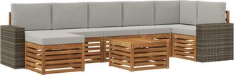 vidaXL Conjunto De Sof&aacute;s De Exterior 8 Uds. Natural Y Gris Claro Vidaxl