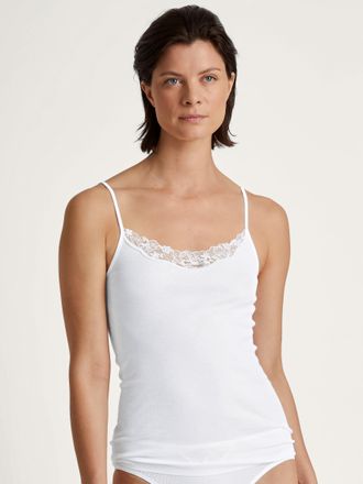 CALIDA Spaghettitop CALIDA Cotton Desire, Damen, Gr. L (48/50), weiss (wei&szlig;), Feinripp, Obermaterial: 100% Baumwolle, unifarben, figurbetont h&uuml;ftbedeckend, t