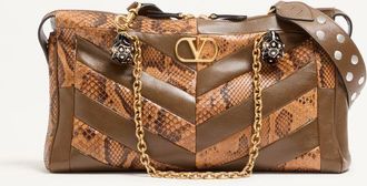 Valentino Garavani Valentino Garavani Panthea Medium Shoulder Bag In Python And Nappa With Chevron Motif Wo