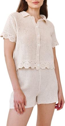 Bella Dahl Short Sleeve Crochet Cardigan in Flower Bloom at Nordstrom, Size Small