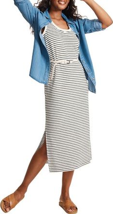 Tommy Bahama Suncoast Stripe Sleeveless Terry Midi Dress in Coconut at Nordstrom, Size X-Large