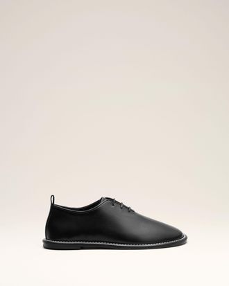Ami Black Cow Leather Midi Derbies Shoes Black - 36 - Unisex