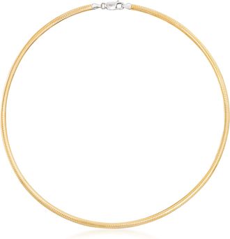 Ross-Simons Italian 4mm Reversible Omega Necklace in 2-Tone Sterling