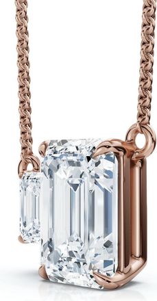 Pompeii3 1 1/2Ct Emerald Cut Toi et Moi Diamond Pendant 14k Gold Lab Grown