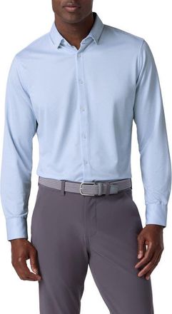 Mizzen+Main Halyard Trim Fit Solid Textured Knit Button-Up Shirt in Cloud Blue Peter Gingham at Nordstrom, Size Xx-Large