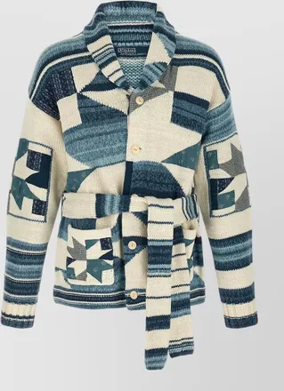 Polo Ralph Lauren patchwork belted shawl collar cardigan