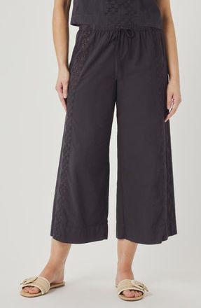 Splendid Kenzie Geo Eyelet Crop Wide Leg Pants in Lead Grey at Nordstrom, Size X-Small