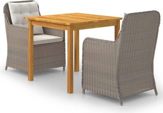 vidaXL Juego De Comedor Para Jard&iacute;n De 3 Piezas Marr&oacute;n Vidaxl