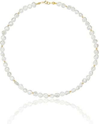 Lily & Roo Gold Beaded Baroque Pearl Choker