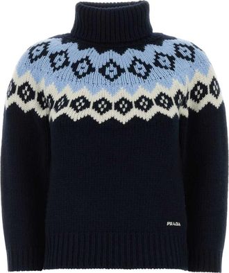 Prada Blue Knitted Turtle Neck Sweater