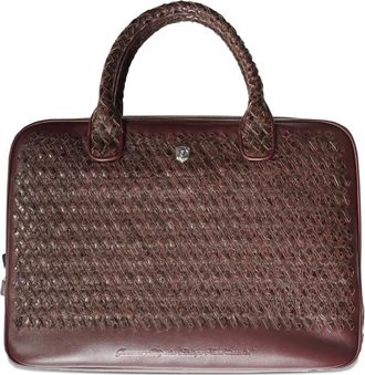 Lardini woven-leather laptop bag - women - CALFSKIN/Alligator Leather - One Size - Brown