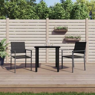 Berkfield Home 3 Piece Garden Dining Set Poly Rattan & Steel in Black