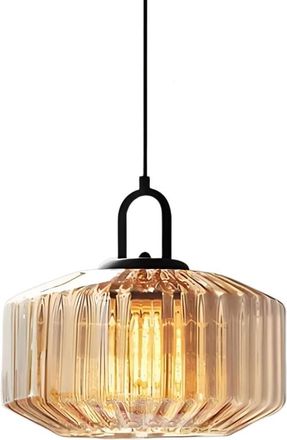 OEM L&aacute;mpara Colgante De C&uacute;pula De Cristal Ranurado &Oslash;28cm Estilo Industrial Vintage Altura Ajustable L&aacute;mpara Colgante E27 Para Comedor Dormitorio Sala De E