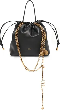Chlo&eacute; Mini Drawstring Leather Bucket Bag