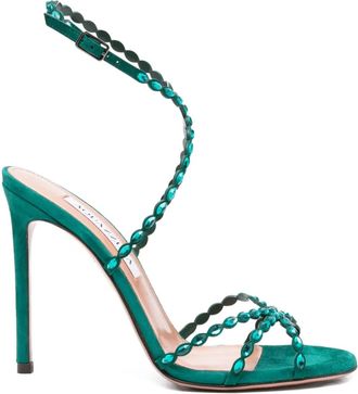 Aquazzura 110mm slingback sandalen verfraaid met kristallen - Groen
