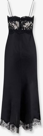 Self Portrait Womens Satin Dress With Lace Profiles Black Viscose