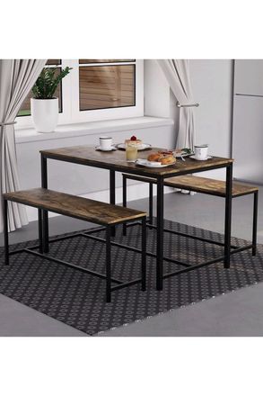 Home Discount Vida Designs Brooklyn 4 Seater Dining Set Dining Area Kitchen Furniture in Dark Brown