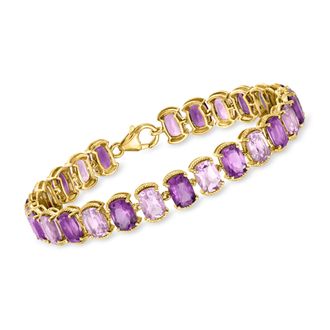 Ross-Simons Tonal Amethyst Bracelet in 18kt Gold Over Sterling