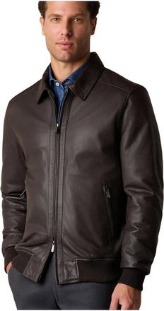 Brooks Brothers Leren Bomberjack - Heren - Leren en Su&egrave;de Jassen - Bruin - M - Leer - Jassen