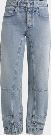 Jil Sander Acid-Wash Denim Barrel-Leg Ankle Trousers