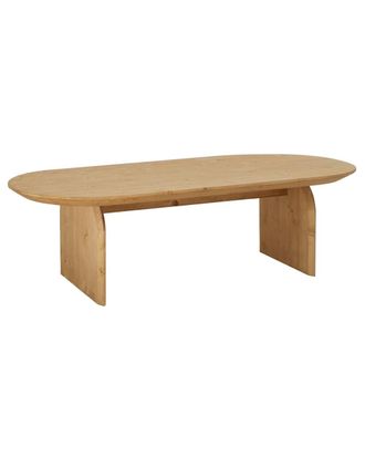 Deco Wood Mesa de centro ovalada de madera maciza en tono medio de 100x35cm