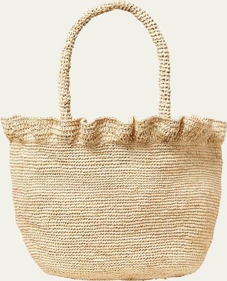 Loeffler Randall Cyrus Ruffled Raffia Tote Bag