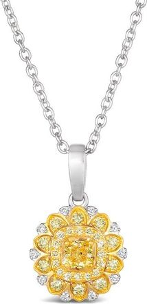 Le Vian Platinum & 14K 0.44 Ct. Tw. Diamond & Yellow Diamond Drop Pendant