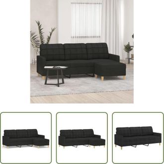 vidaXL vidaXL Poltrona con poggiapiedi - Divano a 3 Posti con Poggiapiedi Nero 180 cm in Tessuto