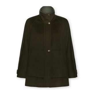 Elena Miro Jassen, Dames, Groen, XL, Wol, Wolmix Jas met Hoge Hals